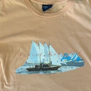 Vintage 90s Polo Ralph Lauren Sunset Key Sailing Boat t-shirt Peach